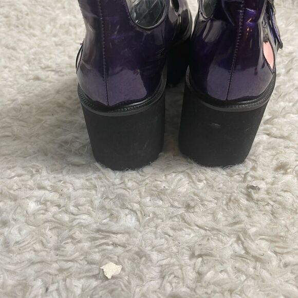 Gothic patent synthetic Aubergine purple Mary Jane chunky platform heelsEur SZ39 - Picture 6 of 12